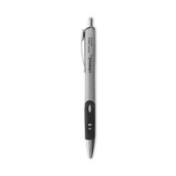 Universal Comfort Grip Gel Pen, Retractable, Medium 0.7 Mm, Black Ink, Silver Barrel, Dozen