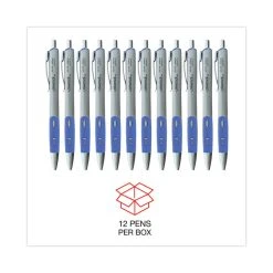 Universal Comfort Grip Gel Pen, Retractable, Medium 0.7 Mm, Blue Ink, Silver Barrel, Dozen -Bostitch Shop 754122