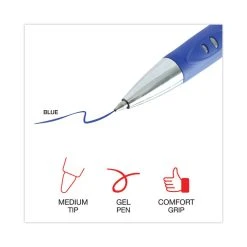 Universal Comfort Grip Gel Pen, Retractable, Medium 0.7 Mm, Blue Ink, Silver Barrel, Dozen -Bostitch Shop 754123