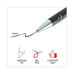 Universal Comfort Grip Gel Pen, Retractable, Medium 0.7 Mm, Black Ink, Silver Barrel, 36/Pack -Bostitch Shop 754140