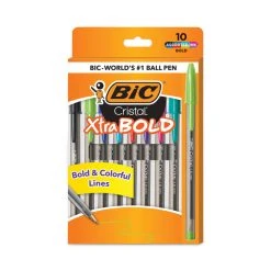 Bic Cristal Xtra Bold Ballpoint Pen, Stick, Bold 1.6 Mm, Assorted Ink And Barrel Colors, 24/Pack