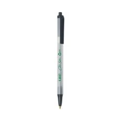 Bic ReVolution Ballpoint Pen, Retractable, Medium 1 Mm, Black Ink/Semi-Clear Barrel, 48/Pack