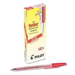 Pilot Better Ballpoint Pen, Stick, Fine 0.7 Mm, Red Ink, Translucent Red Barrel, Dozen -Bostitch Shop 76240