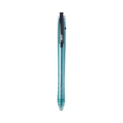 Bic ReVolution Ocean Bound Ballpoint Pen, Retractable, Medium 1 Mm, Black Ink/Translucent Blue Barrel, Dozen