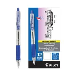 Pilot EasyTouch Ballpoint Pen, Retractable, Fine 0.7 Mm, Blue Ink, Clear Barrel, Dozen -Bostitch Shop 763156