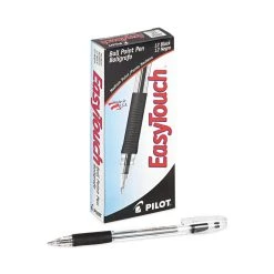 Pilot EasyTouch Ballpoint Pen, Stick, Medium 1 Mm, Black Ink, Clear Barrel, Dozen -Bostitch Shop 765063