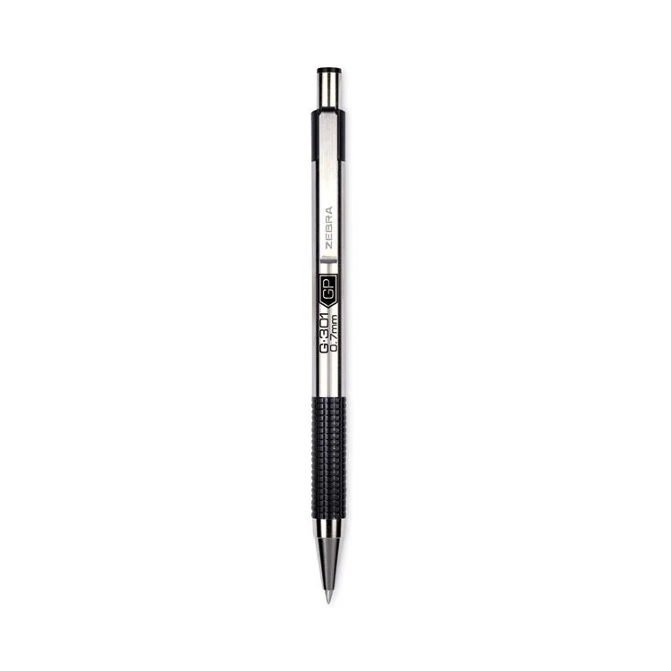 Zebra G-301 Gel Pen, Retractable, Medium 0.7 Mm, Black Ink, Stainless Steel/Black Barrel 3 Zebra G-301 Gel Pen, Retractable, Medium 0.7 Mm, Black Ink, Stainless Steel/Black Barrel