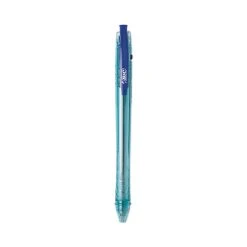 Bic ReVolution Ocean Bound Ballpoint Pen, Retractable, Medium 1 Mm, Blue Ink/Translucent Blue Barrel, Dozen