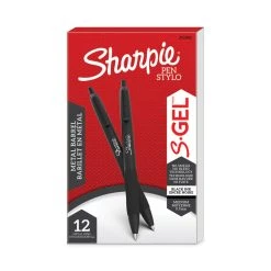 Sharpie® S-Gel™ S-Gel Premium Metal Barrel Gel Pen, Retractable, Medium 0.7 Mm, Black Ink, Black Barrel, Dozen -Bostitch Shop 769894