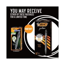 Bic Gel-ocity Quick Dry Gel Pen, Retractable, Medium 0.7 Mm, Black Ink, Black Barrel, Dozen -Bostitch Shop 771557