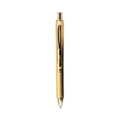 Pentel EnerGel Alloy Gel Pen, Retractable, Medium 0.7 Mm, Black Ink, Gold Barrel