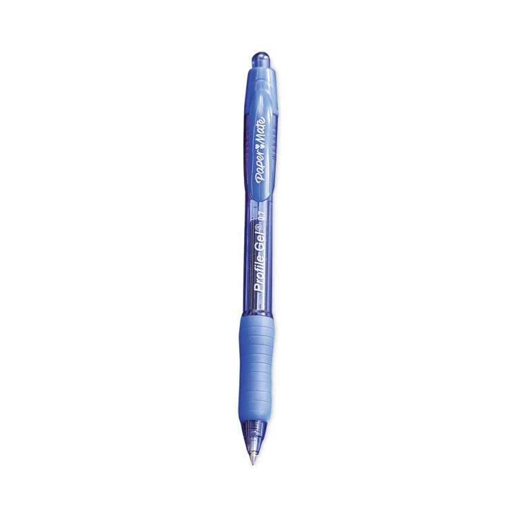 Paper Mate Profile Gel Pen, Retractable, Fine 0.5 Mm, Blue Ink, Translucent Blue Barrel, Dozen 3 Paper Mate Profile Gel Pen, Retractable, Fine 0.5 Mm, Blue Ink, Translucent Blue Barrel, Dozen