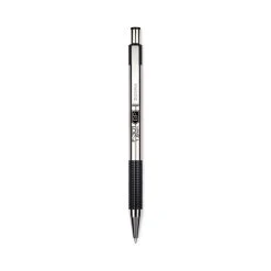 Zebra F-301 Ballpoint Pen, Retractable, Bold 1.6 Mm, Black Ink, Stainless Steel/Black Barrel, 12/Pack
