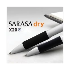 Zebra Sarasa Dry X20+ Gel Pen, Retractable, Fine 0.7 Mm, Black Ink, White Barrel, Dozen -Bostitch Shop 779395
