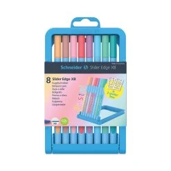 Schneider® Slider Edge XB Pastel Ballpoint Pens With Convertible Case/Stand, Stick, Extra-Bold 1.4mm, Assorted Ink/Barrel Colors, 8/Set