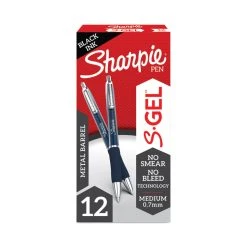Sharpie® S-Gel™ S-Gel Premium Metal Barrel Gel Pen, Retractable, Medium 0.7 Mm, Black Ink, Midnight Blue Barrel, Dozen -Bostitch Shop 788831