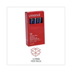 Universal Gel Pen, Stick, Medium 0.7 Mm, Blue Ink, Silver/Blue Barrel, Dozen -Bostitch Shop 800745