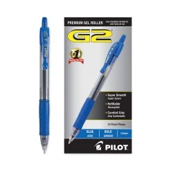 Pilot G2 Premium Gel Pen, Retractable, Bold 1 Mm, Blue Ink, Smoke Barrel, Dozen -Bostitch Shop 801229