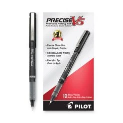 Pilot Precise V5 Roller Ball Pen, Stick, Extra-Fine 0.5 Mm, Black Ink, Black Barrel, Dozen -Bostitch Shop 801339