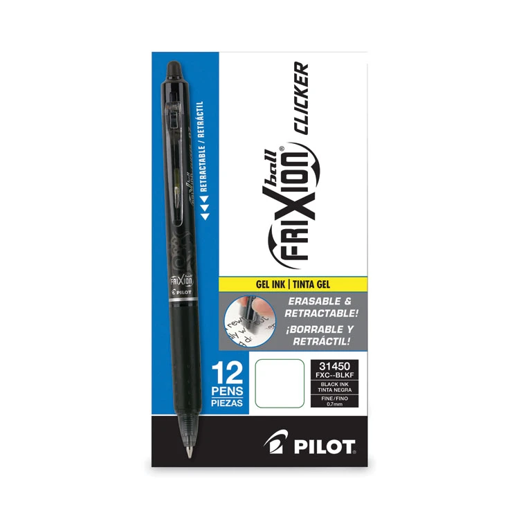 Pilot FriXion Clicker Erasable Gel Pen, Retractable, Fine 0.7 Mm, Black Ink, Black Barrel 4 Pilot FriXion Clicker Erasable Gel Pen, Retractable, Fine 0.7 Mm, Black Ink, Black Barrel - Image 2