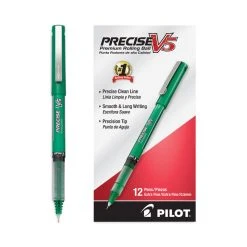Pilot Precise V5 Roller Ball Pen, Stick, Extra-Fine 0.5 Mm, Green Ink, Green Barrel, Dozen 10 Pilot Precise V5 Roller Ball Pen, Stick, Extra-Fine 0.5 Mm, Green Ink, Green Barrel, Dozen -Bostitch Shop 802288