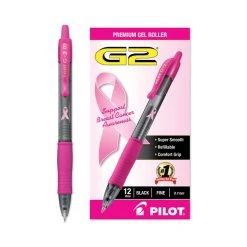 Pilot G2 Premium Breast Cancer Awareness Gel Pen, Retractable, Fine 0.7 Mm, Black Ink, Translucent Pink Barrel, Dozen 9 Pilot G2 Premium Breast Cancer Awareness Gel Pen, Retractable, Fine 0.7 Mm, Black Ink, Translucent Pink Barrel, Dozen -Bostitch Shop 802316