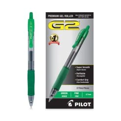 Pilot G2 Premium Gel Pen, Retractable, Fine 0.7 Mm, Green Ink, Smoke Barrel, Dozen -Bostitch Shop 802351