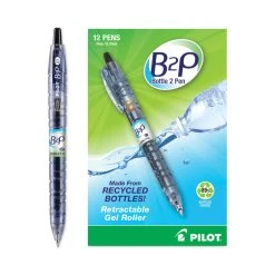 Pilot B2P Bottle-2-Pen Recycled Gel Pen, Retractable, Fine 0.7 Mm, Black Ink, Translucent Blue Barrel -Bostitch Shop 802360