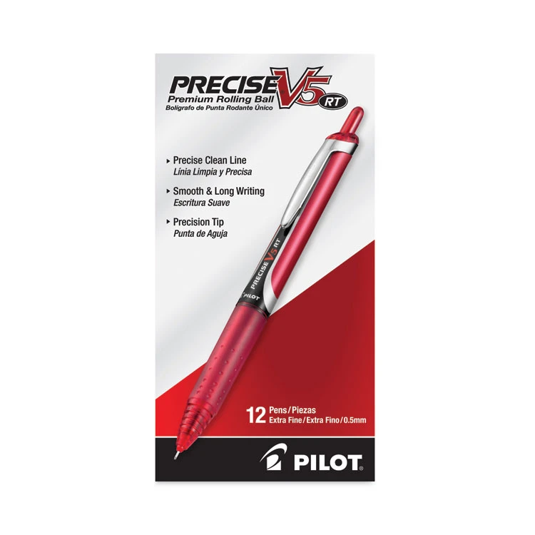 Pilot Precise V5RT Roller Ball Pen, Retractable, Extra-Fine 0.5 Mm, Red Ink, Red Barrel 4 Pilot Precise V5RT Roller Ball Pen, Retractable, Extra-Fine 0.5 Mm, Red Ink, Red Barrel - Image 2