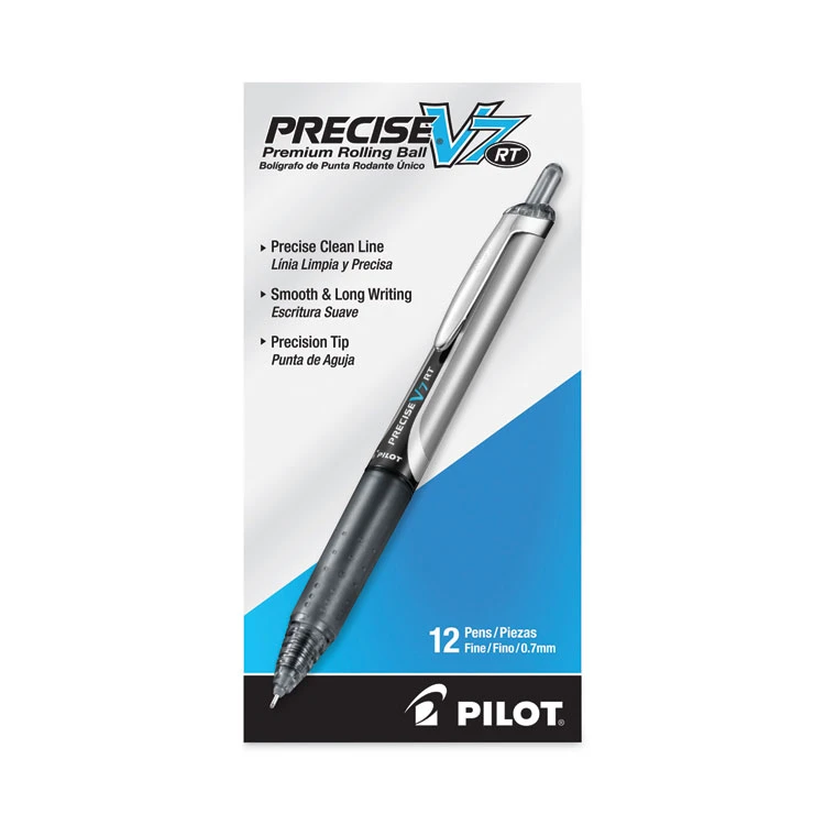 Pilot Precise V7RT Roller Ball Pen, Retractable, Fine 0.7 Mm, Black Ink, Black Barrel 4 Pilot Precise V7RT Roller Ball Pen, Retractable, Fine 0.7 Mm, Black Ink, Black Barrel - Image 2