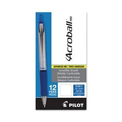 Pilot Acroball Pro Advanced Ink Ballpoint Pen, Retractable, Medium 1 Mm, Blue Ink, Silver Barrel, Dozen -Bostitch Shop 802430
