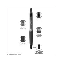 Uniball® 207 Plus+ Gel Pen, Retractable, Medium 0.7 Mm, Assorted Ink Colors, Black Barrel, 6/Pack -Bostitch Shop 803230