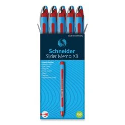 Schneider® Slider Memo XB Ballpoint Pen, Stick, Extra-Bold 1.4 Mm, Red Ink, Red/Light Blue Barrel, 10/Box