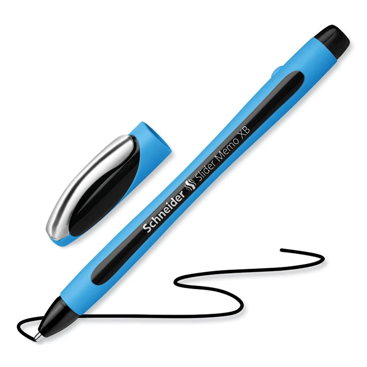 Schneider® Slider Memo XB Ballpoint Pen, Stick, Extra-Bold 1.4 Mm, Black Ink, Black/Light Blue Barrel, 10/Box 4 Schneider® Slider Memo XB Ballpoint Pen, Stick, Extra-Bold 1.4 Mm, Black Ink, Black/Light Blue Barrel, 10/Box - Image 2