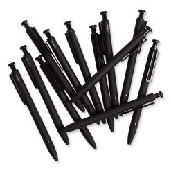 U Brands Monterey Soft Touch Ballpoint Pen, Retractable, Medium 1 Mm, Black Ink, Midnight Barrel, 12/Pack -Bostitch Shop 820156