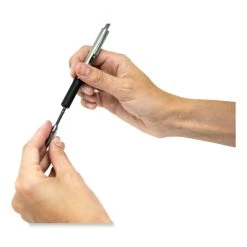 Zebra F-402 Ballpoint Pen, Retractable, Fine 0.7 Mm, Black Ink, Stainless Steel/Black Barrel -Bostitch Shop 820851