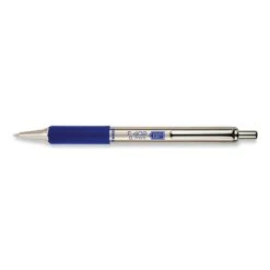 Zebra F-402 Ballpoint Pen, Retractable, Fine 0.7 Mm, Blue Ink, Stainless Steel/Blue Barrel