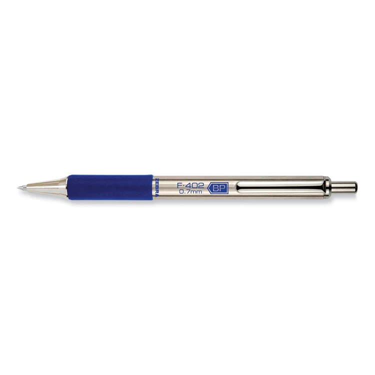 Zebra F-402 Ballpoint Pen, Retractable, Fine 0.7 Mm, Blue Ink, Stainless Steel/Blue Barrel 3 Zebra F-402 Ballpoint Pen, Retractable, Fine 0.7 Mm, Blue Ink, Stainless Steel/Blue Barrel