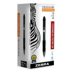Zebra Sarasa Dry Gel X20 Gel Pen Value Pack, Retractable, Medium 0.7 Mm, Black Ink, Smoke Barrel, 24/Box -Bostitch Shop 820882