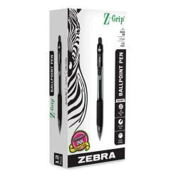 Zebra Z-Grip Ballpoint Pen, Retractable, Medium 0.7 Mm, Black Ink, Black Tinted Barrel, 12/Pack -Bostitch Shop 821088