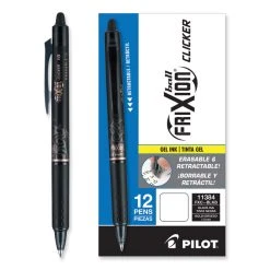 Pilot FriXion Clicker Erasable Gel Pen, Retractable, Bold 1 Mm, Black Ink, Black Barrel, Dozen -Bostitch Shop 824845