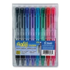 Pilot FriXion Clicker Erasable Gel Pen, Retractable, Extra-Fine 0.5 Mm, Assorted Ink And Barrel Colors, 8/Pack