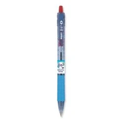 Pilot B2P Bottle-2-Pen Recycled Ballpoint Pen, Retractable, Medium 1 Mm, Red Ink, Translucent Blue Barrel, Dozen