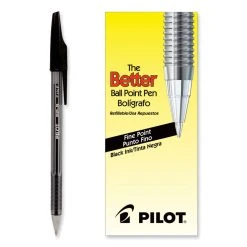 Pilot Better Ballpoint Pen, Stick, Fine 0.7 Mm, Black Ink, Smoke Barrel, Dozen -Bostitch Shop 824874