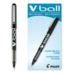 Pilot VBall Liquid Ink Roller Ball Pen, Stick, Extra-Fine 0.5 Mm, Black Ink, Black Barrel, Dozen -Bostitch Shop 824883