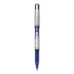 Pilot VBall Grip Liquid Ink Roller Ball Pen, Stick, Fine 0.7 Mm, Blue Ink, Blue/Silver Barrel, Dozen