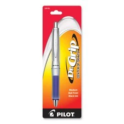 Pilot Dr. Grip Center Of Gravity Ballpoint Pen, Retractable, Medium 1 Mm, Black Ink, Silver/Navy Grip Barrel -Bostitch Shop 824919