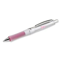Pilot Dr. Grip Center Of Gravity Breast Cancer Awareness Ballpoint Pen, Retractable, Medium 1mm, Black Ink, Silver/Pink Barrel -Bostitch Shop 824929