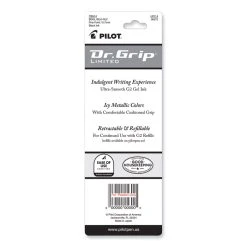 Pilot Dr. Grip Limited Gel Pen, Retractable, Fine 0.7 Mm, Black Ink, Platinum Barrel -Bostitch Shop 824969