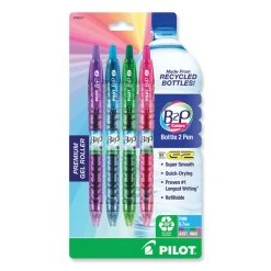 Pilot B2P Bottle-2-Pen Recycled Gel Pen, Retractable, Fine 0.7 Mm, Assorted Ink And Barrel Colors, 4/Pack